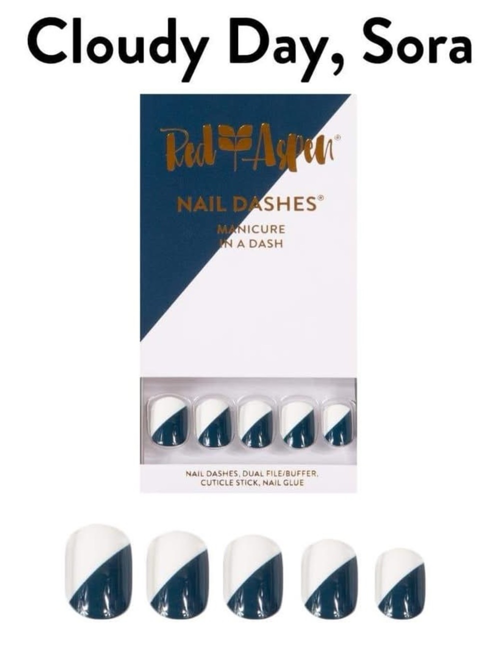 NIB Red Aspen Cloudy Day, Sora Press-On Nail Dashes